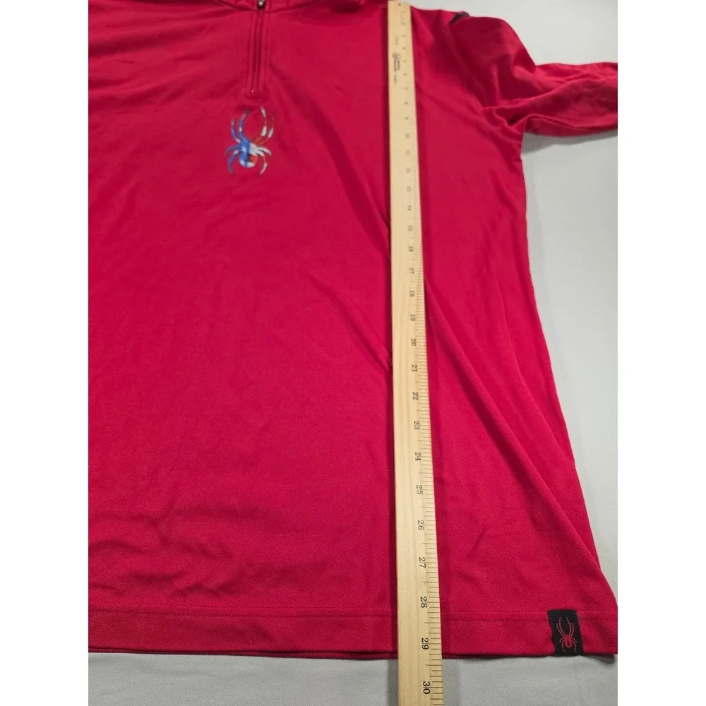Spyder Mens XXL Red Quarter Zip Pullover American Flag Spider Logo Active Top